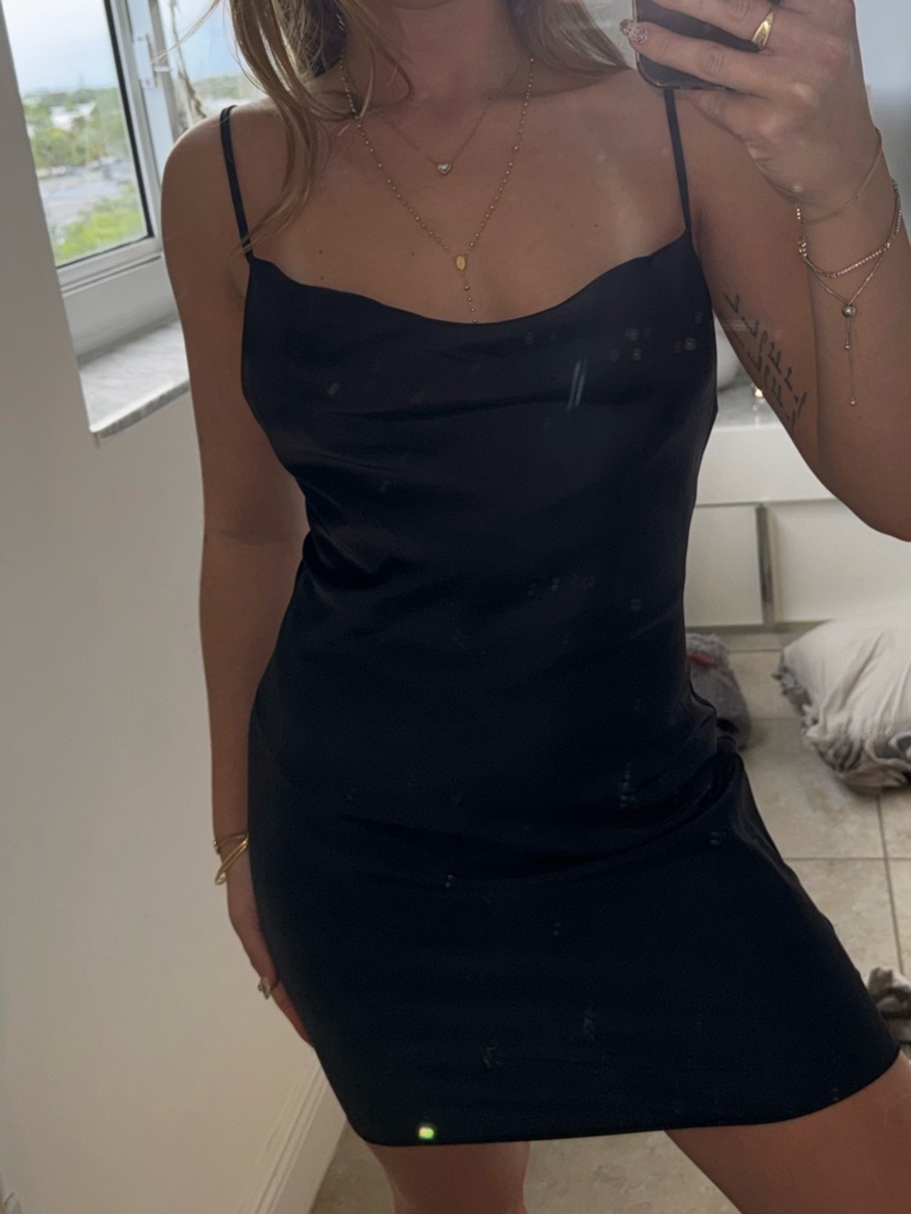 Urban Outfitters Black Satin Mini Slip Dress